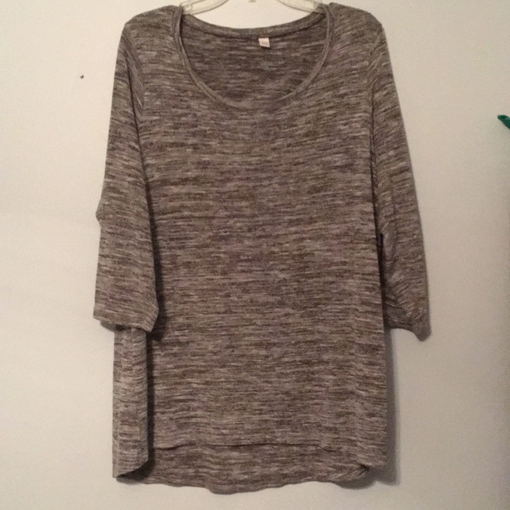High Low Cut Out Back Cato Woman Grey Long Sleeve Blouse Tee